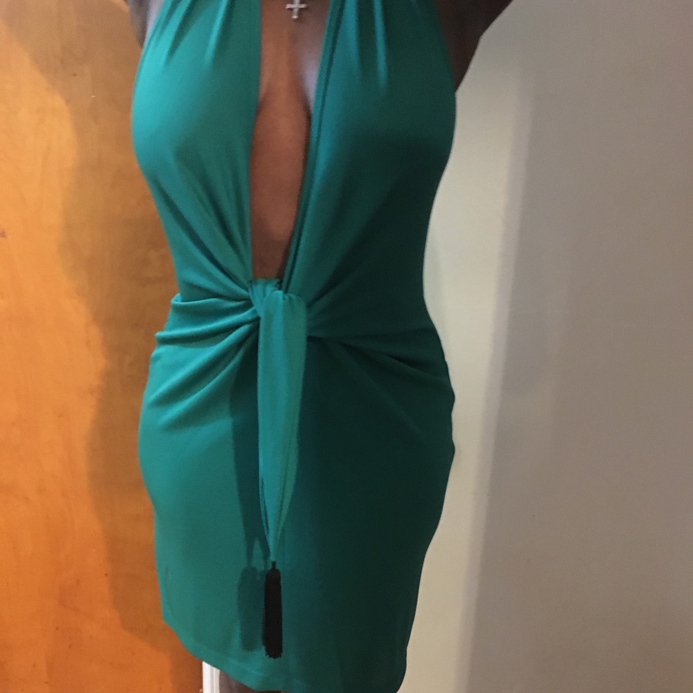Deep v neck dress with back out